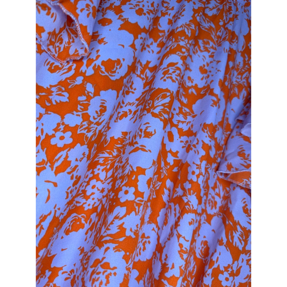 Haptics by Holly Harper Floral Ruffle Sleeve Dress Medium Orange Lavender - Picture 3 of 10